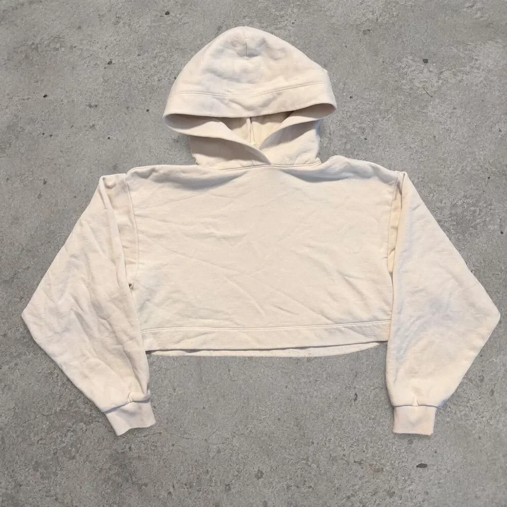 Alo Yoga White Cropped Hoodie Womens Small
